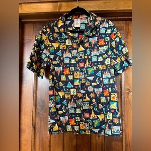 Disney parks pattered button up shirt